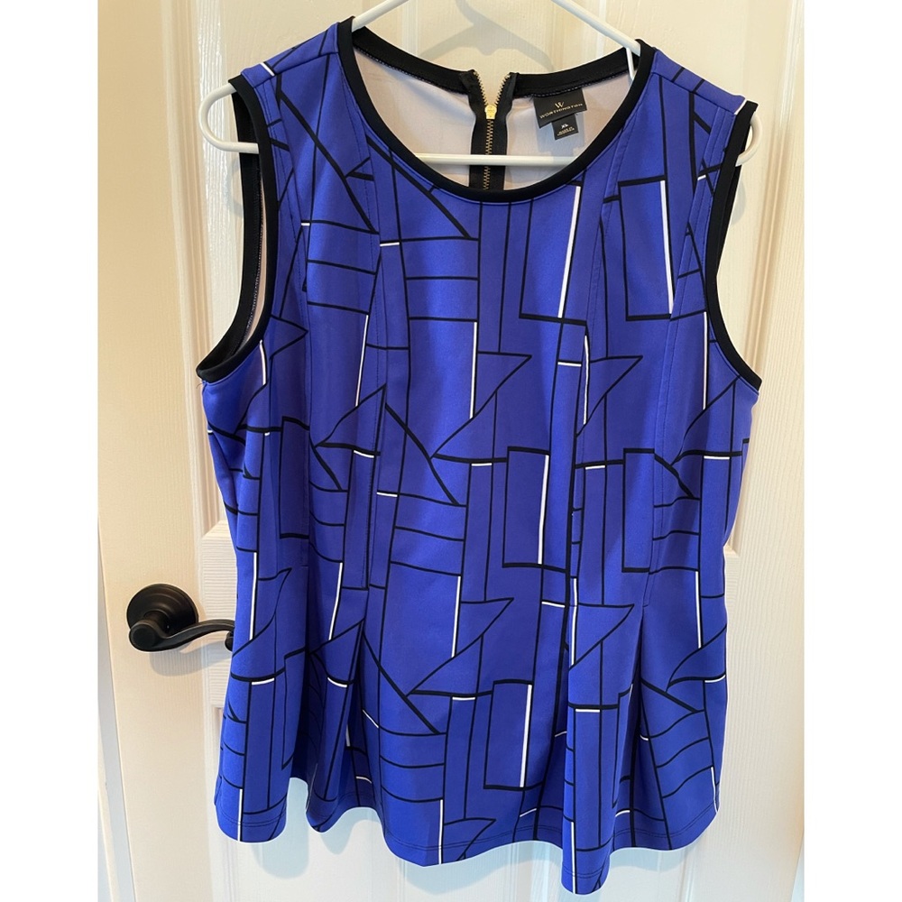 Worthington Womens Blue Sleeveless Shirt